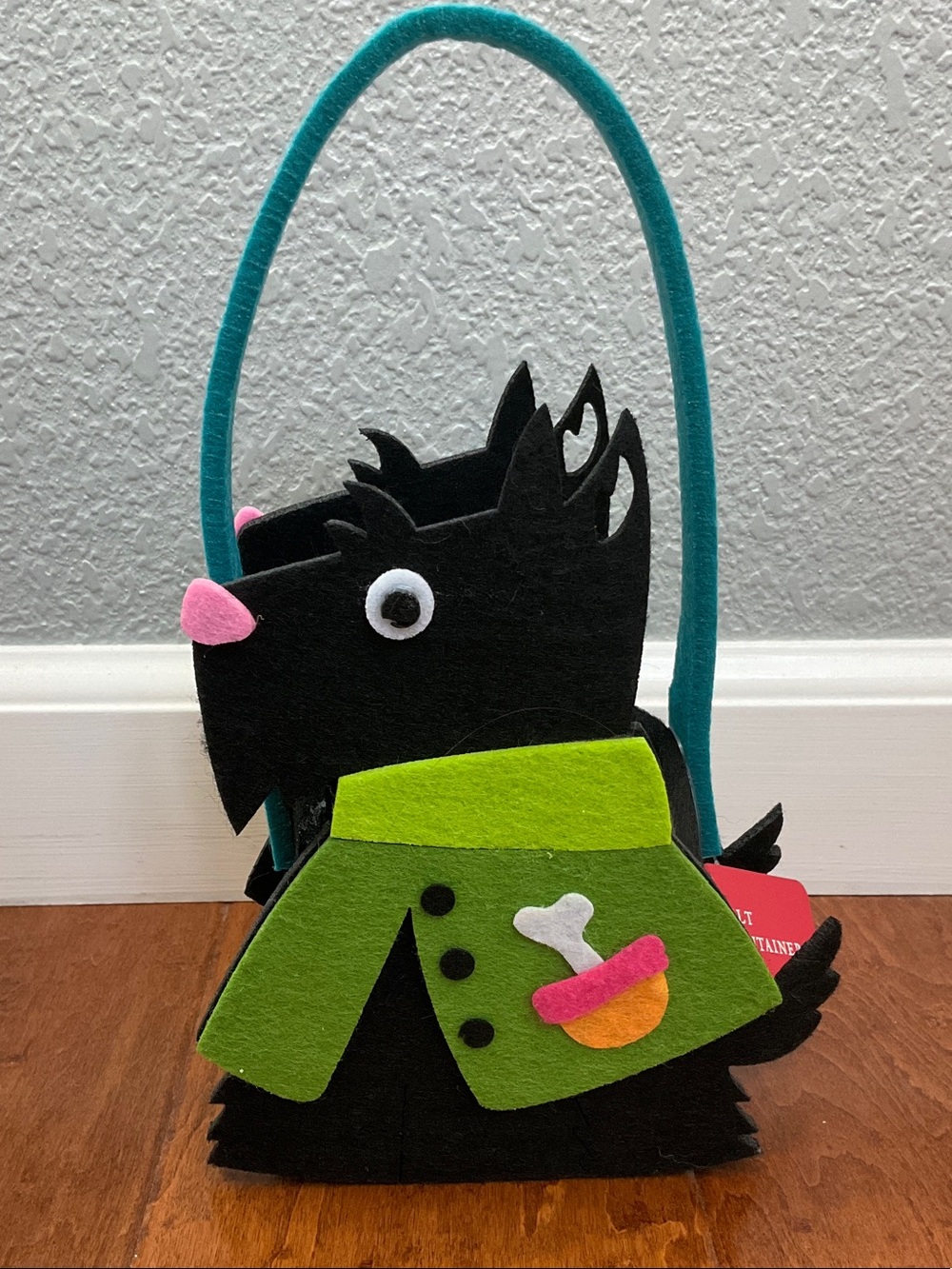 Kids Black Felt Scottie Dog Treat Bag NWT
